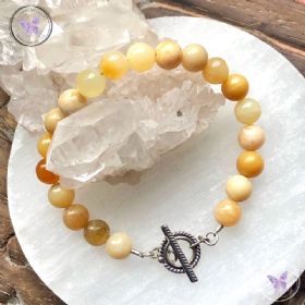 Yellow Opal Healing Bracelet with Silver Toggle Clasp